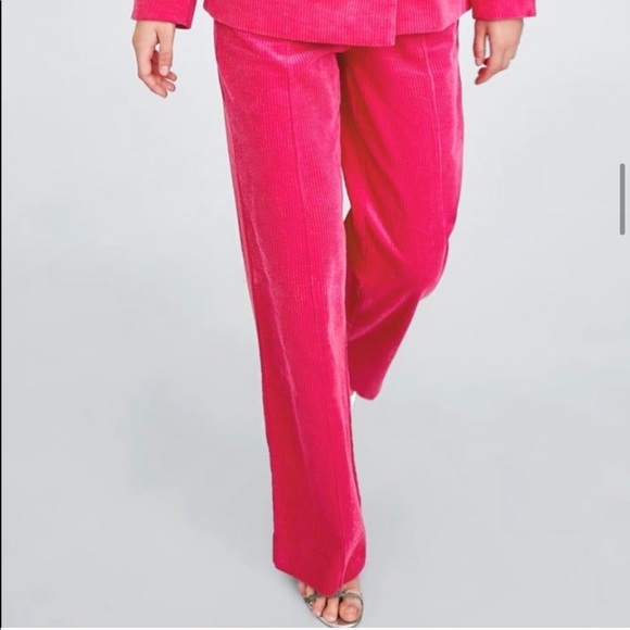 Zara L Fuchsia Corduroy High Rise Pant NWT - Picture 11 of 15